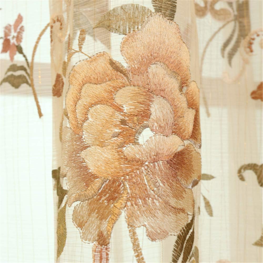 Cortina de gasa con diseño de flores en bordado europeo con ranura para cortinero Cortina romántica para ventana, para dormitorio o villa Permite el