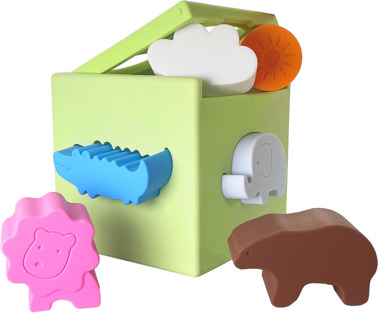 Juguetes clasificadores de formas de silicona, animales coloridos, sol, nube, juguetes de dentición para bebé, sin BPA, no tóxico, juguete para
