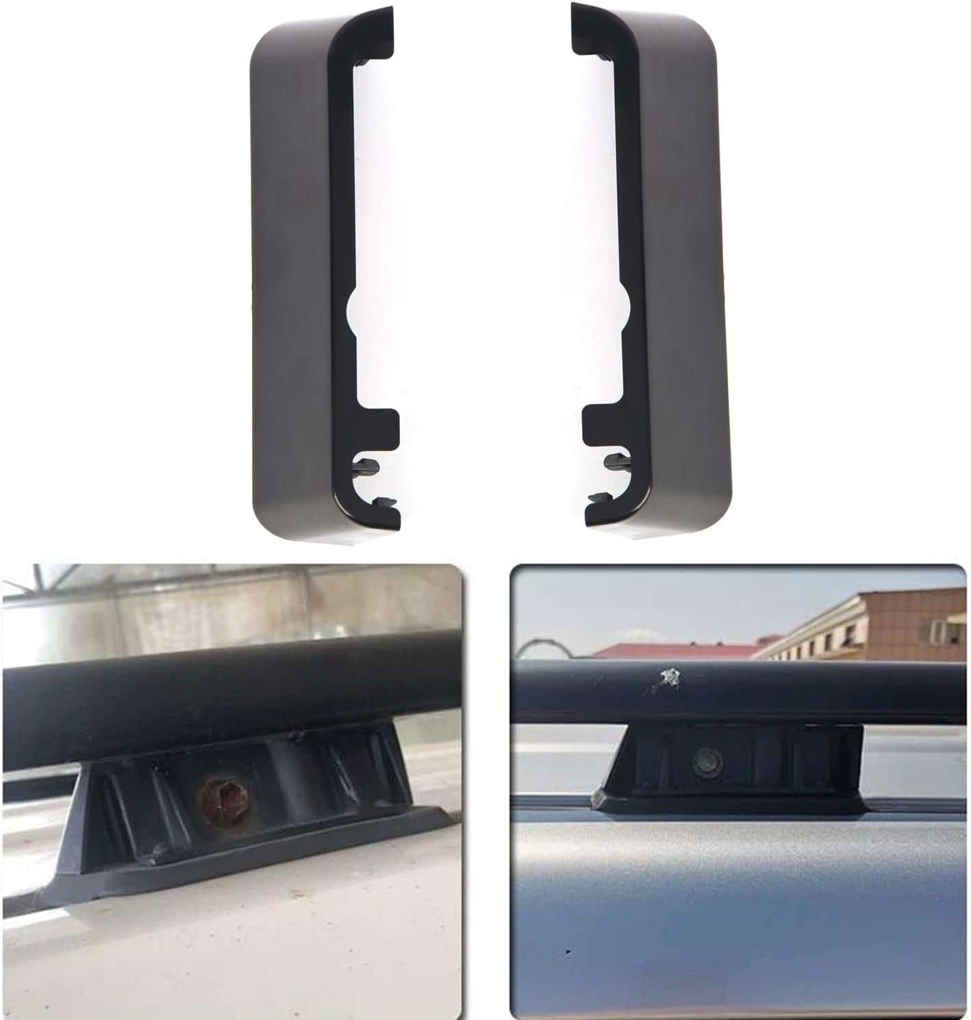 Para Toyota Land Cruiser Prado FJ120 2003-2009 Portaequipajes de techo negro cubierta central accesorio de coche 2 piezas (solo apto para