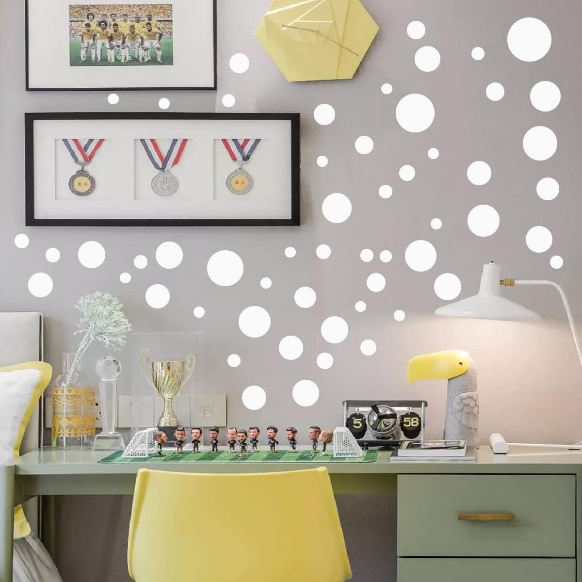 Pegatinas de patrón de puntos redondos blancos DIY pegatinas de pared para sala de estar dormitorio decoración de arte para el hogar