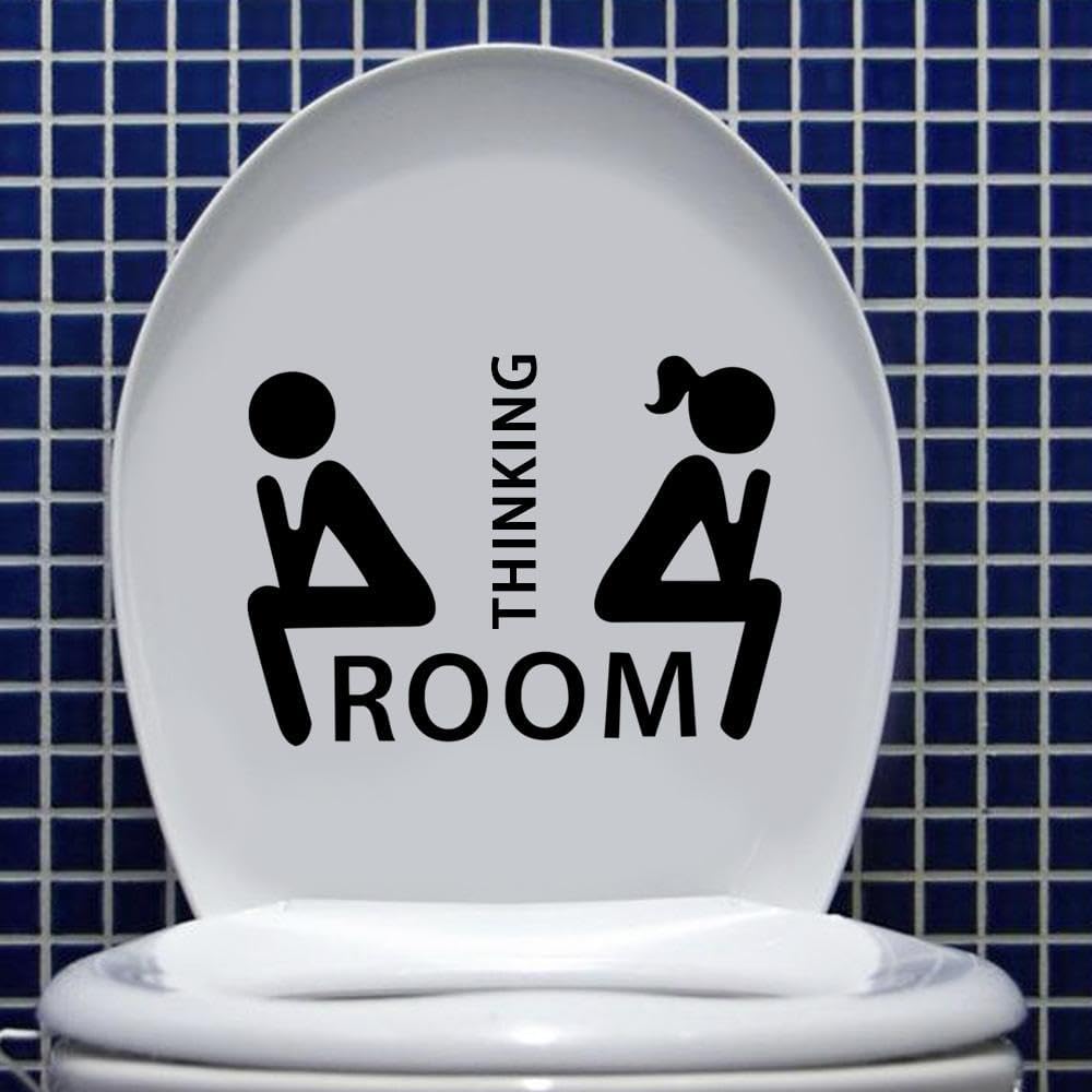 Leadigol Thinking Room – Calcomanías de pared de 2.8 x 3.9 in de PVC extraíbles, decoración de baño, calcomanías de decoración de inodoro, arte