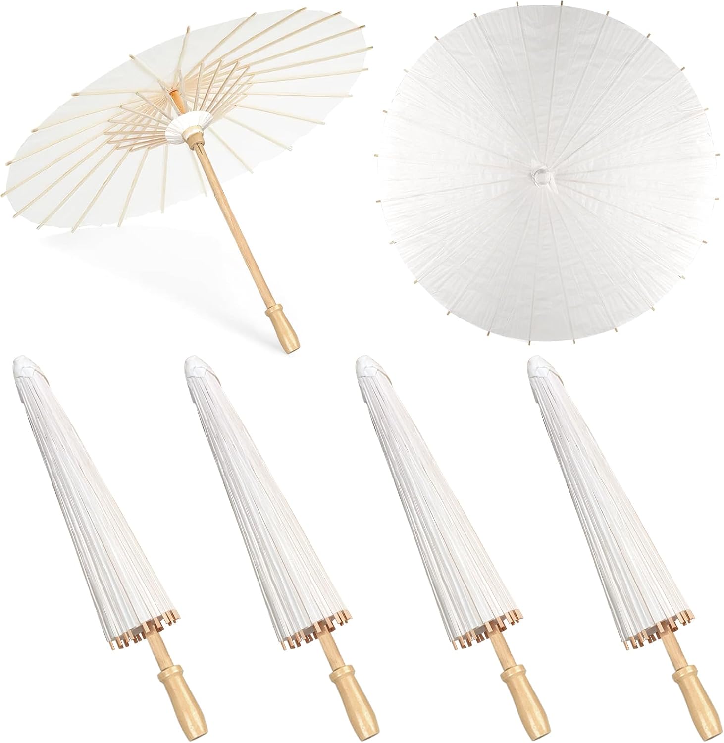 4 paraguas de papel blanco de 33 pulgadas, paraguas de papel aceitado chino japonés grande de papel, paraguas de pintura de bricolaje paraguas de