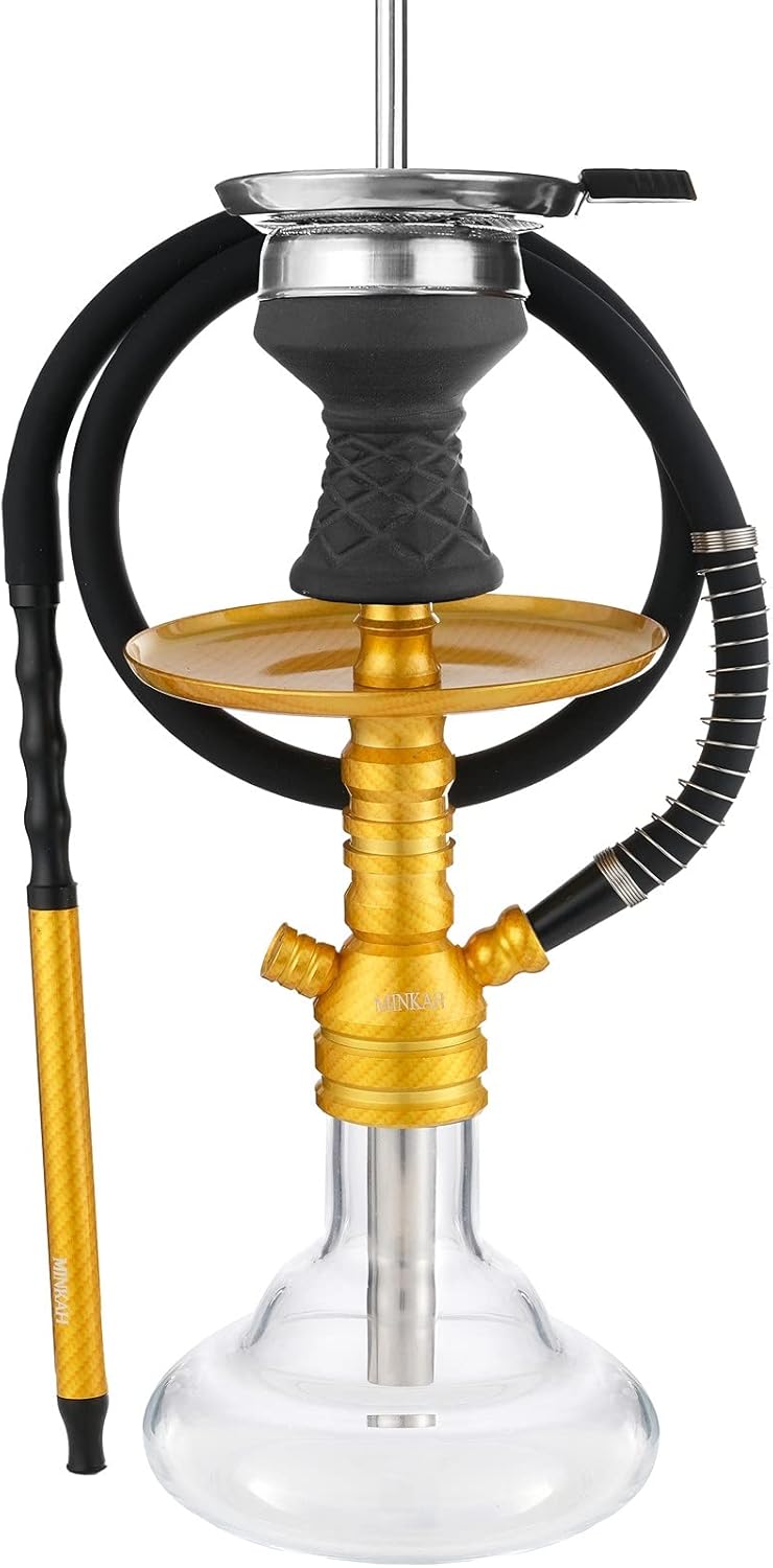 Juego de cachimba con patrón de fibra de carbono con accesorios de silicona manguera cuenco, pinzas de boca, cachimbas de aluminio pequeñas, juego