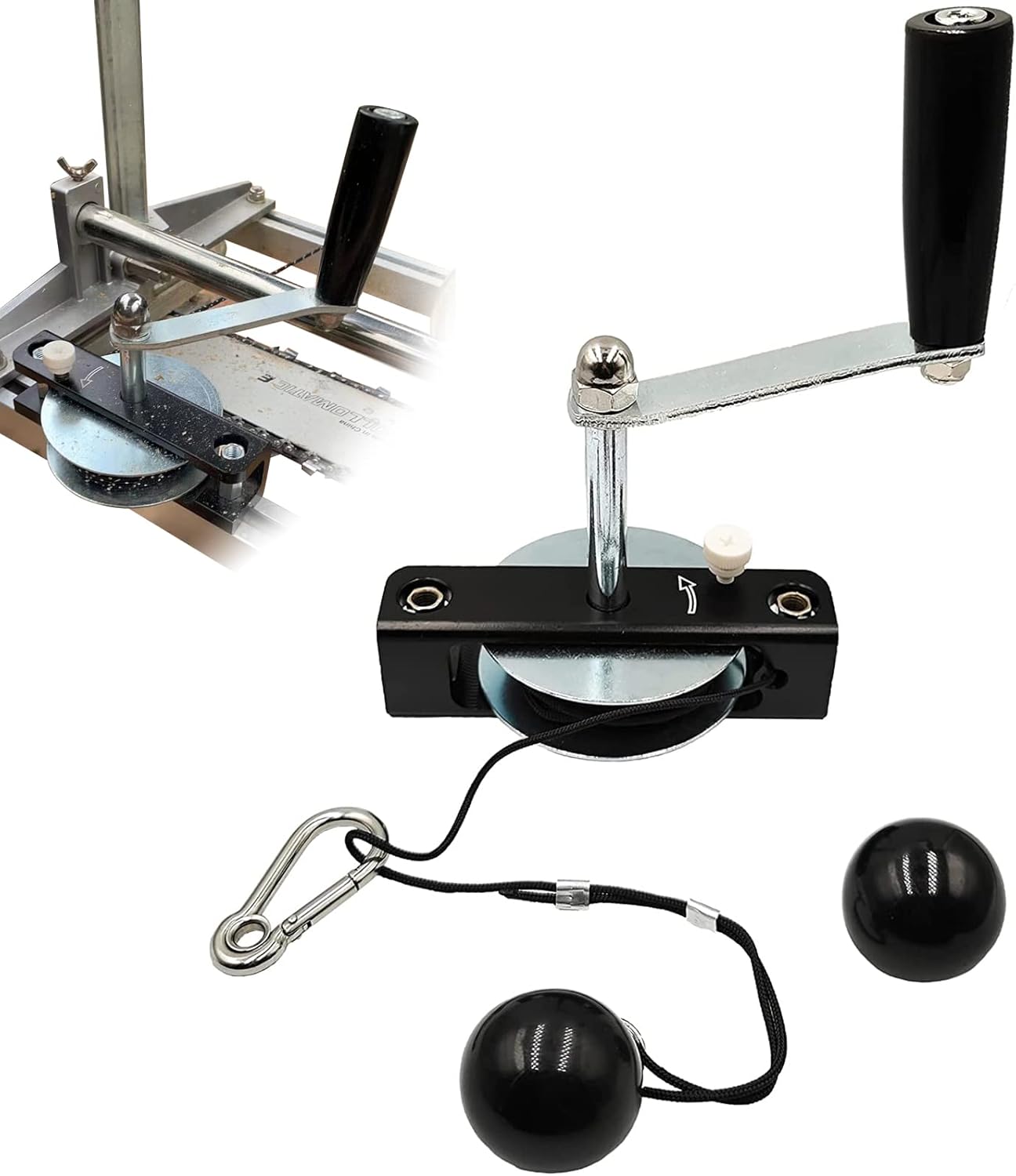 BotaBay Equipo de cabrestante de molino de motosierra mejorado con brazo de palanca de cabrestante, kit de fresado de madera para fresado de sierra