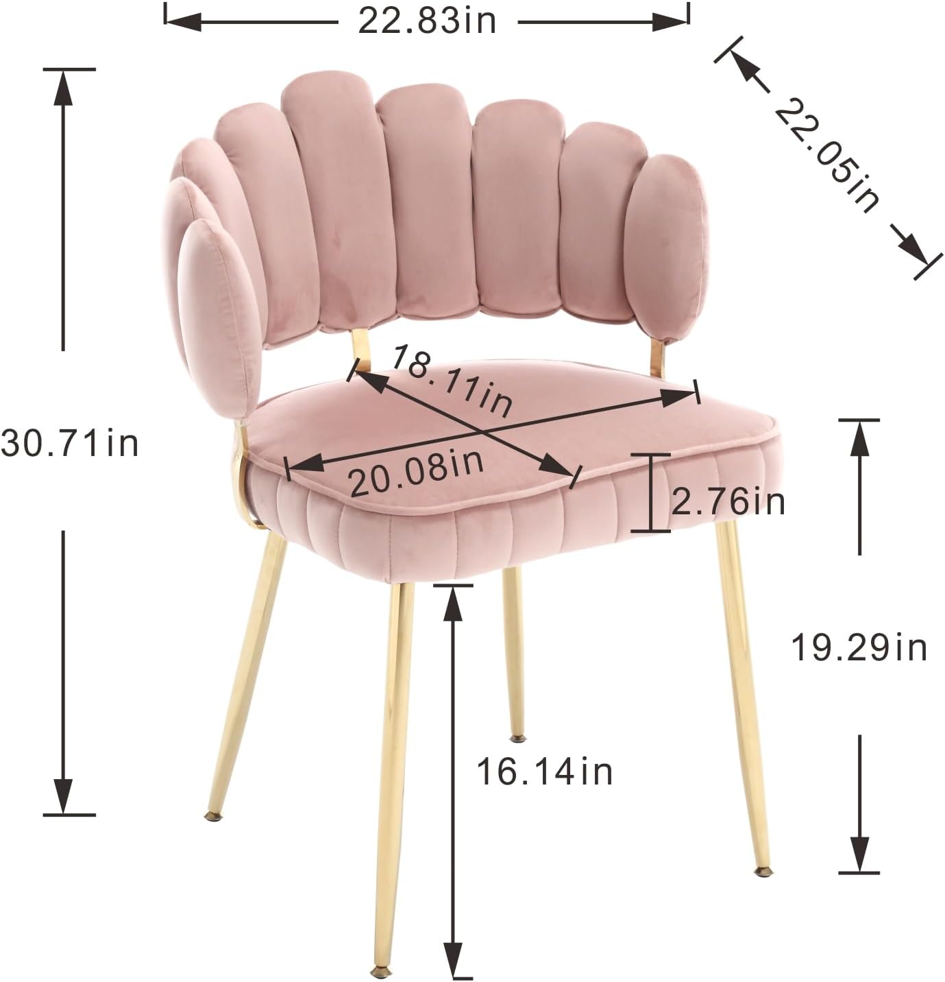 MOONMISS Juego de 2 sillas de comedor de terciopelo, sillas decorativas modernas con respaldo irregular, silla auxiliar tapizada con patas de metal