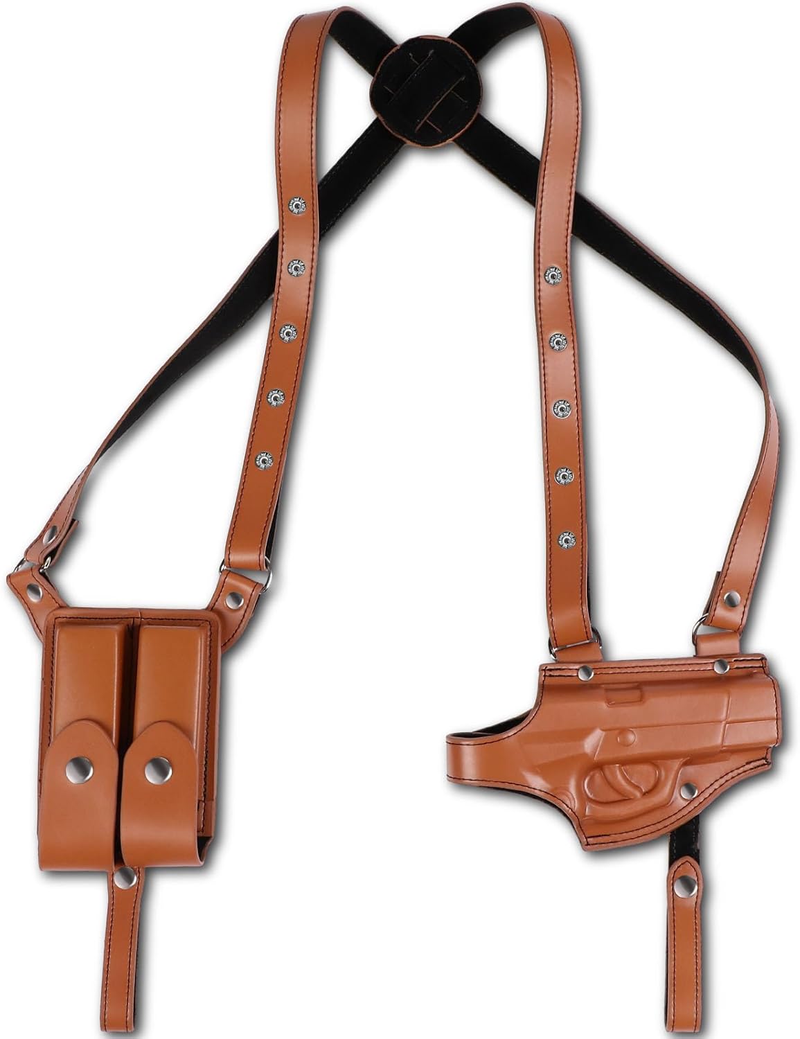 Funda de hombro de cuero para Halloween, funda vertical para pistola para transporte oculto, ajustable, vintage, con bolsa para revista, accesorios