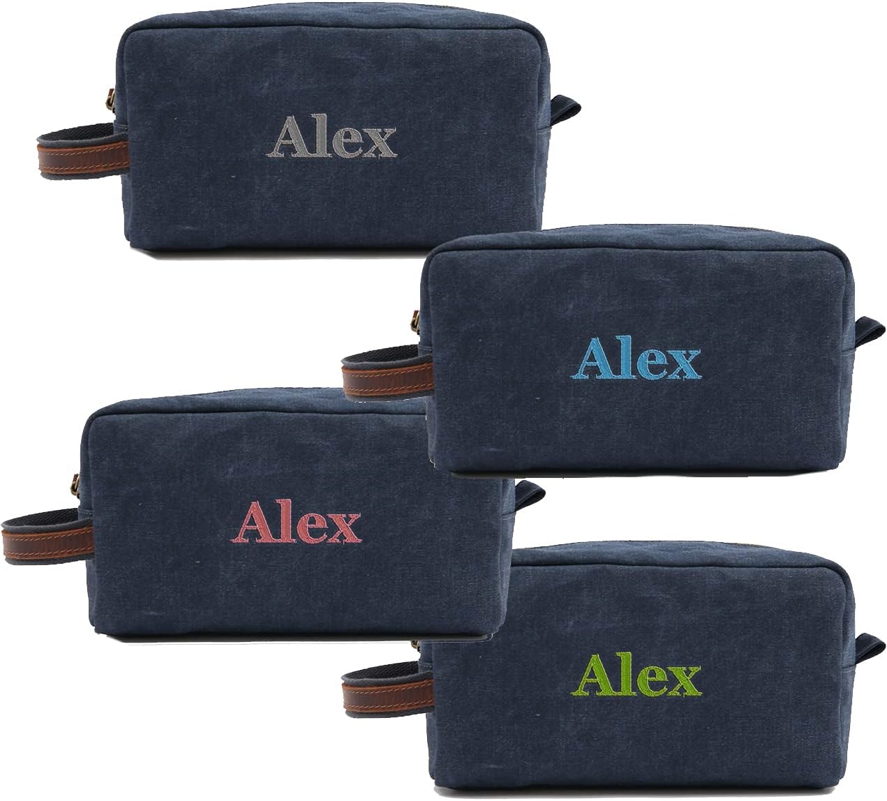 RC ROCKCOW Neceser personalizado bordado lona Dopp kit regalo personalizado monograma bolsa de afeitar con cremallera para hombres y mujeres,