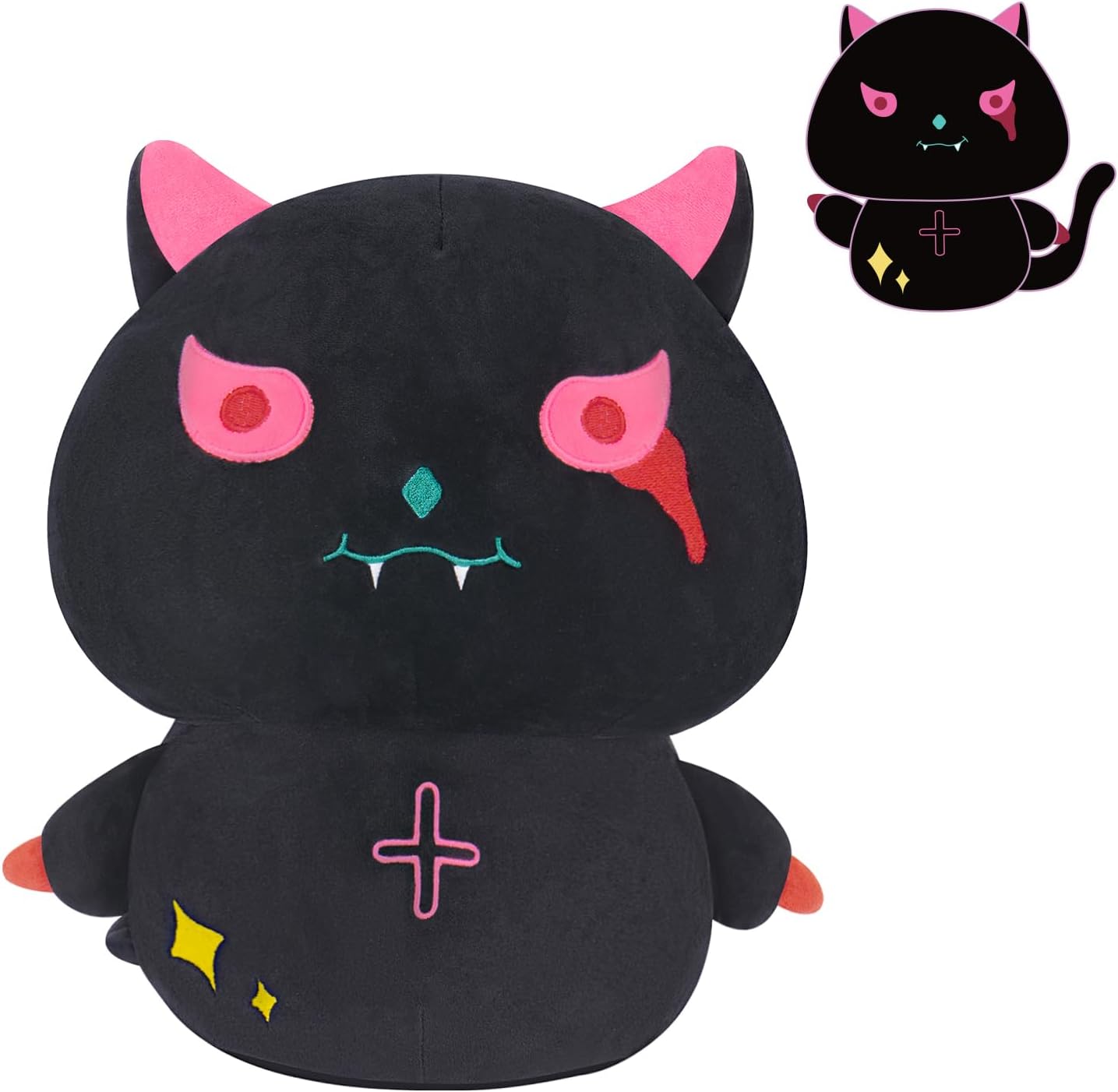 Peluche de gato negro de 14 pulgadas, juguetes de peluche kawaii, lindos regalos de gato para niñas y niños, peluche de almohada de ajolote súper