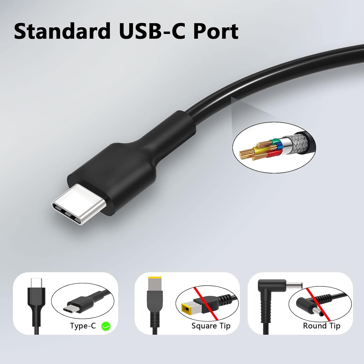 Cargador USB-C de 65 W y 45 W para Lenovo X1 Carbon AC Cable Adaptador Thinkpad Yoga T14 T490 T480 T14s C740 E15 Flex 5 Adlx65ydc2a Adlx65ylc2d