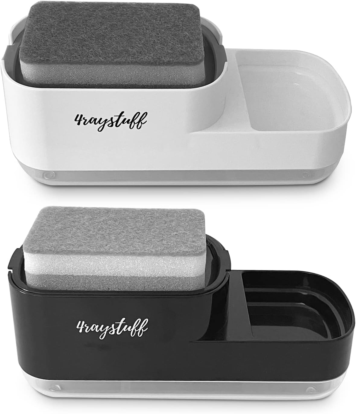 Dispensador de jabón para platos para fregadero de cocina 2 en 1 con soporte para esponja. Dispensador de jabón líquido y esponja incluidos.