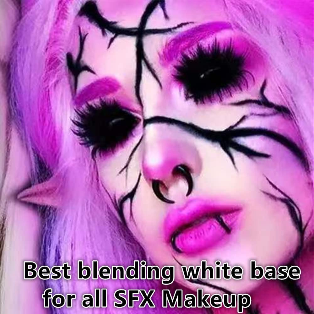 Go Ho Pintura facial blanca en barra para el cuerpo, a base de agua, lavable, no tóxica, cobertura completa, color blanco crema, para adultos,