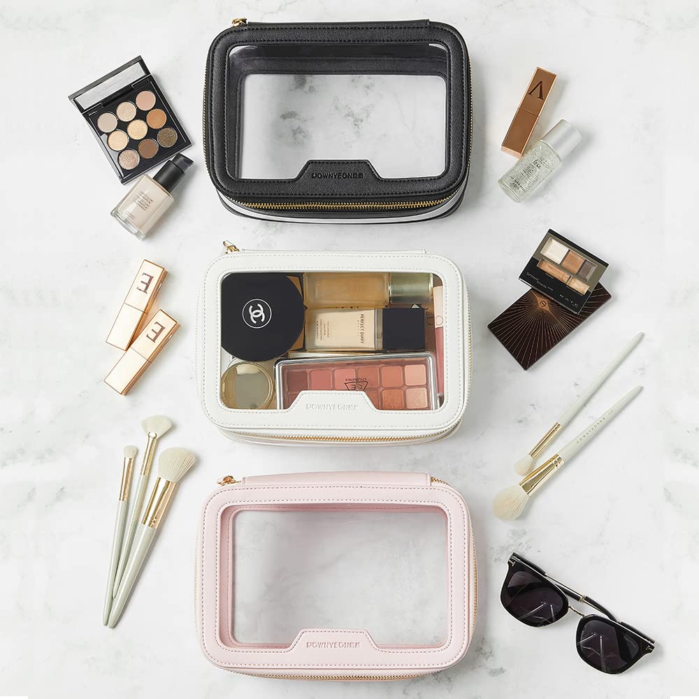 Rownyeon Estuche de maquillaje transparente para artículos de tocador, estuche de viaje para maquillaje, organizador de cosméticos portátil, bolsa