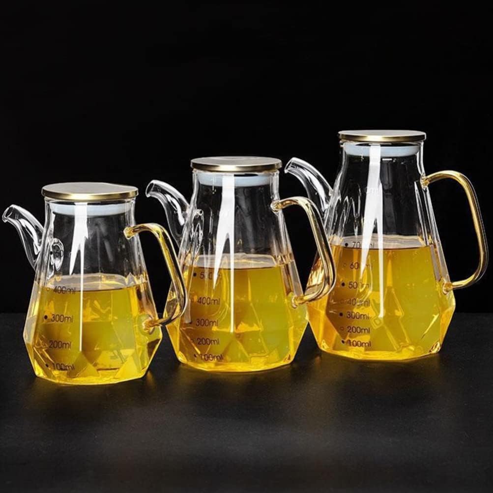 UPKOCH Botella dispensadora de aceite para freír, botella de aceite de vidrio con asa y tapa, dispensador de aceite y vinagre, contenedor de líquido