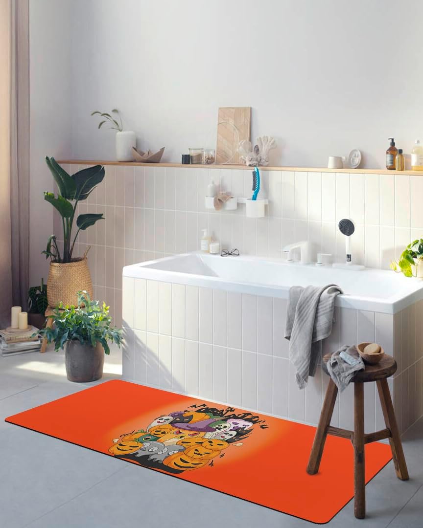 Tapete de baño de Halloween para bañera, antideslizante, de secado rápido y absorbente, tierra de diatomeas, fregadero, dormitorio, cocina, tapete