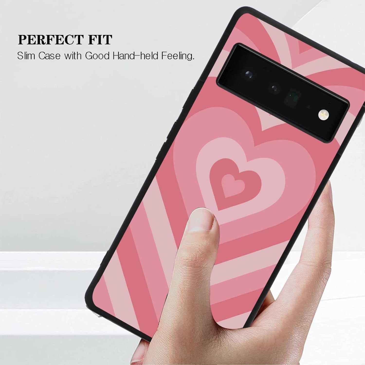 Funda diseñada para Google Pixel 6 Pro (2021), diseño de corazón rosa, café, latte remolino, San Valentín, diseñado para Google Case para mujeres y