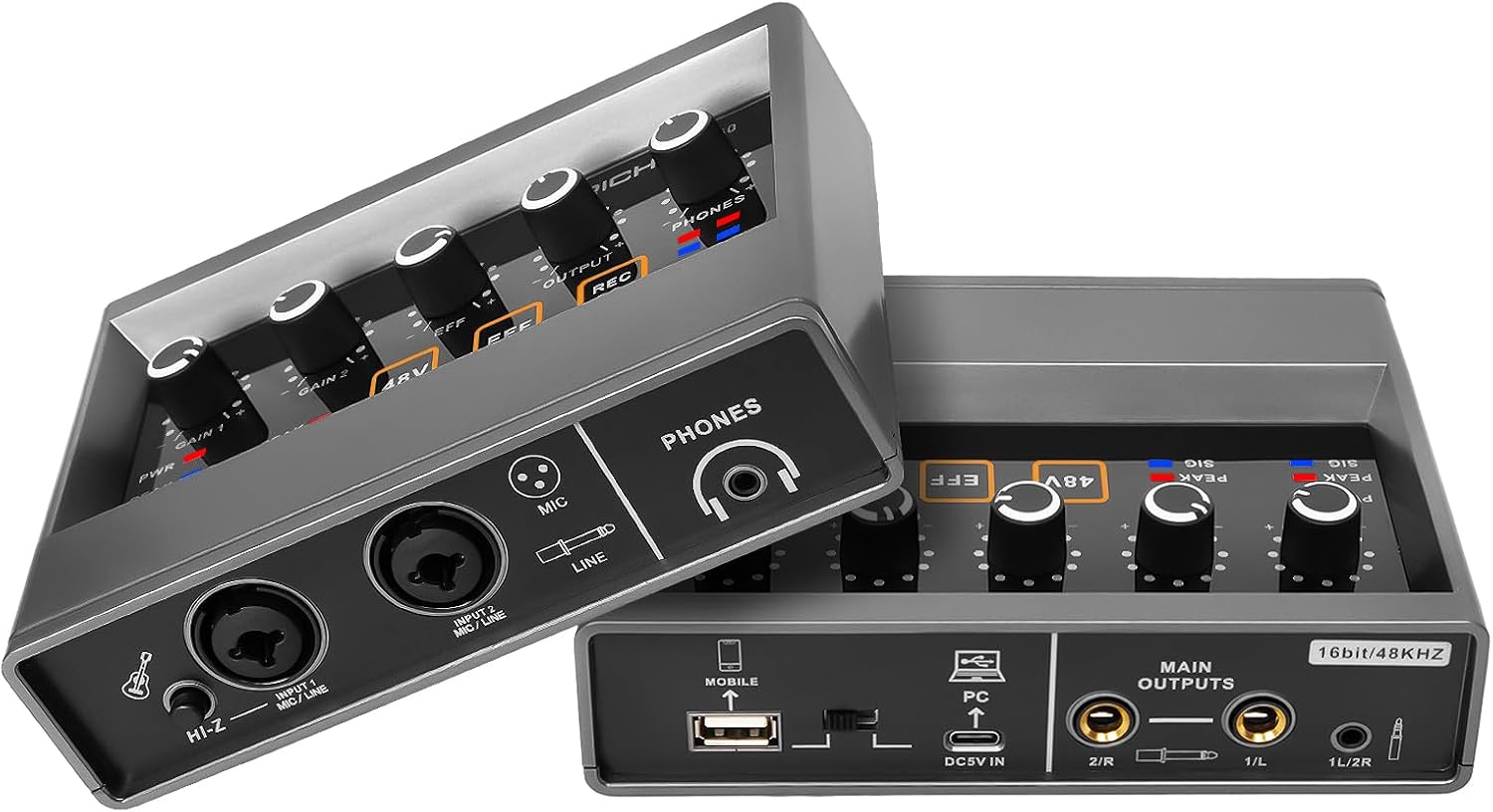 STRICH Interfaz de audio de grabación profesional 2×2 para computadora, modelo táctil, USB 2.0 para transmisión en vivo, podcasting, interfaz de