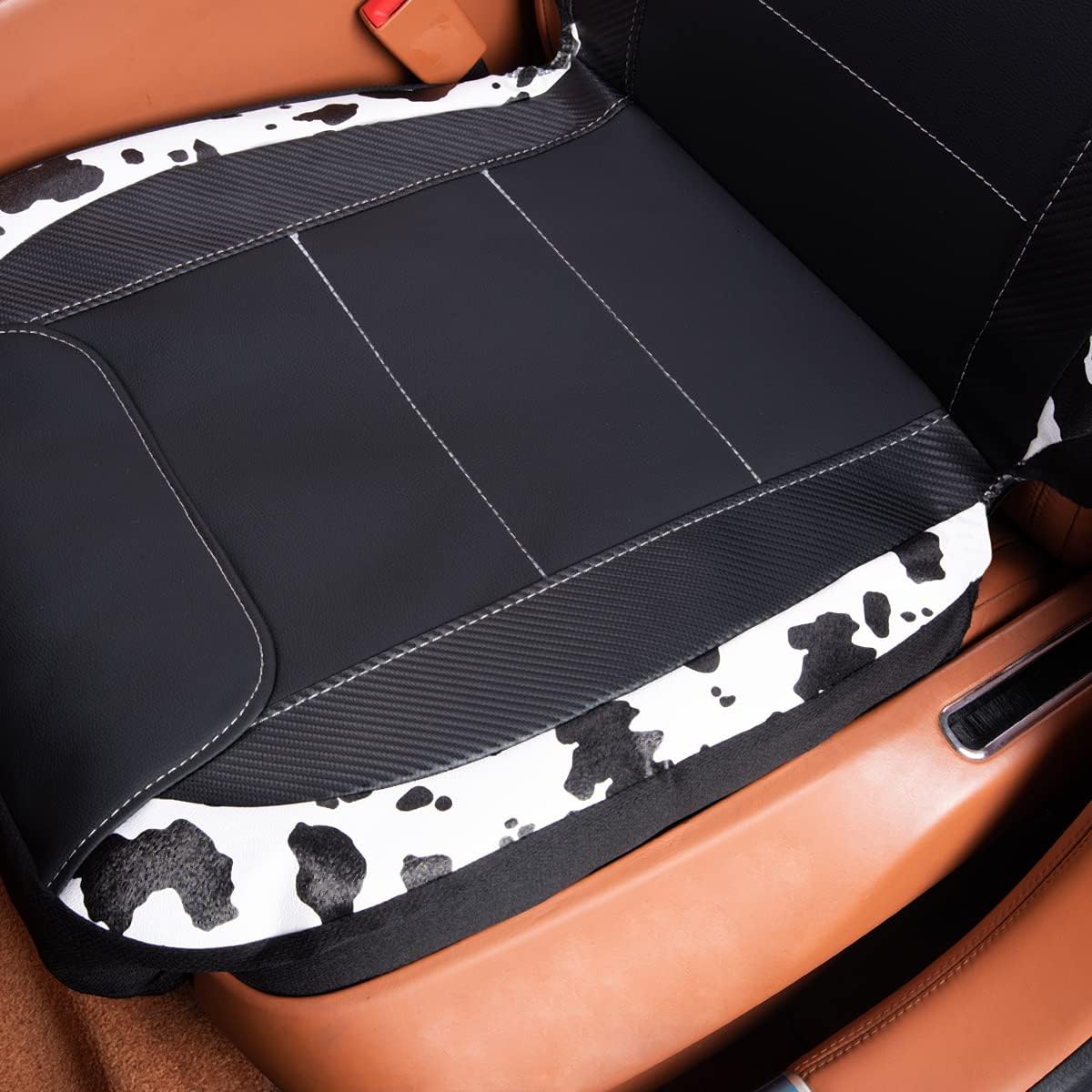 Flying Banner Fundas de asiento de coche protege frente de fibra de carbono de cuero sintético a prueba de agua negro vaca