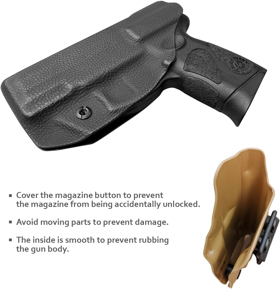 IWB Dermatoglyph Kydex Pistolas Compatible con Glock 19 Glock 17  Taurus G2C G3C  Smith & Wesson M&P Shield 0.354 in .40  M&P 0.354 in M2.0 4″4.25″