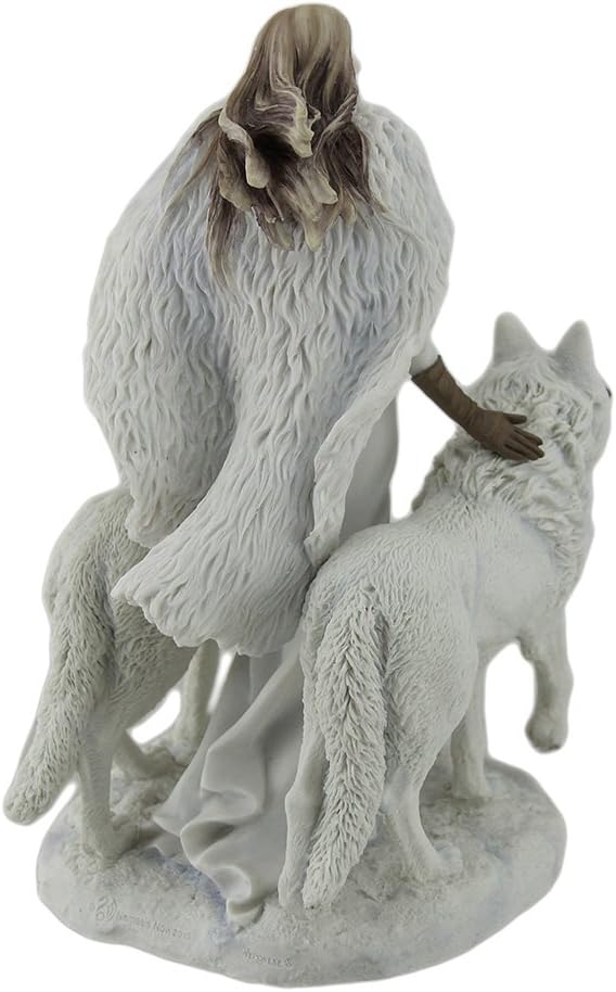 Veronese Design Guardianes de Invierno por Anne Stokes Estatua de Lobos de Nieve y Amante