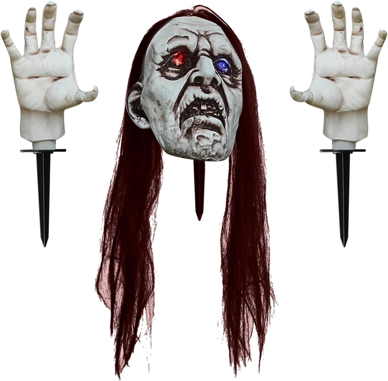Rvikurc Estacas de zombi aterradoras con luces espeluznantes para Halloween, decoración al aire libre para césped, patio, jardín, patio, decoración