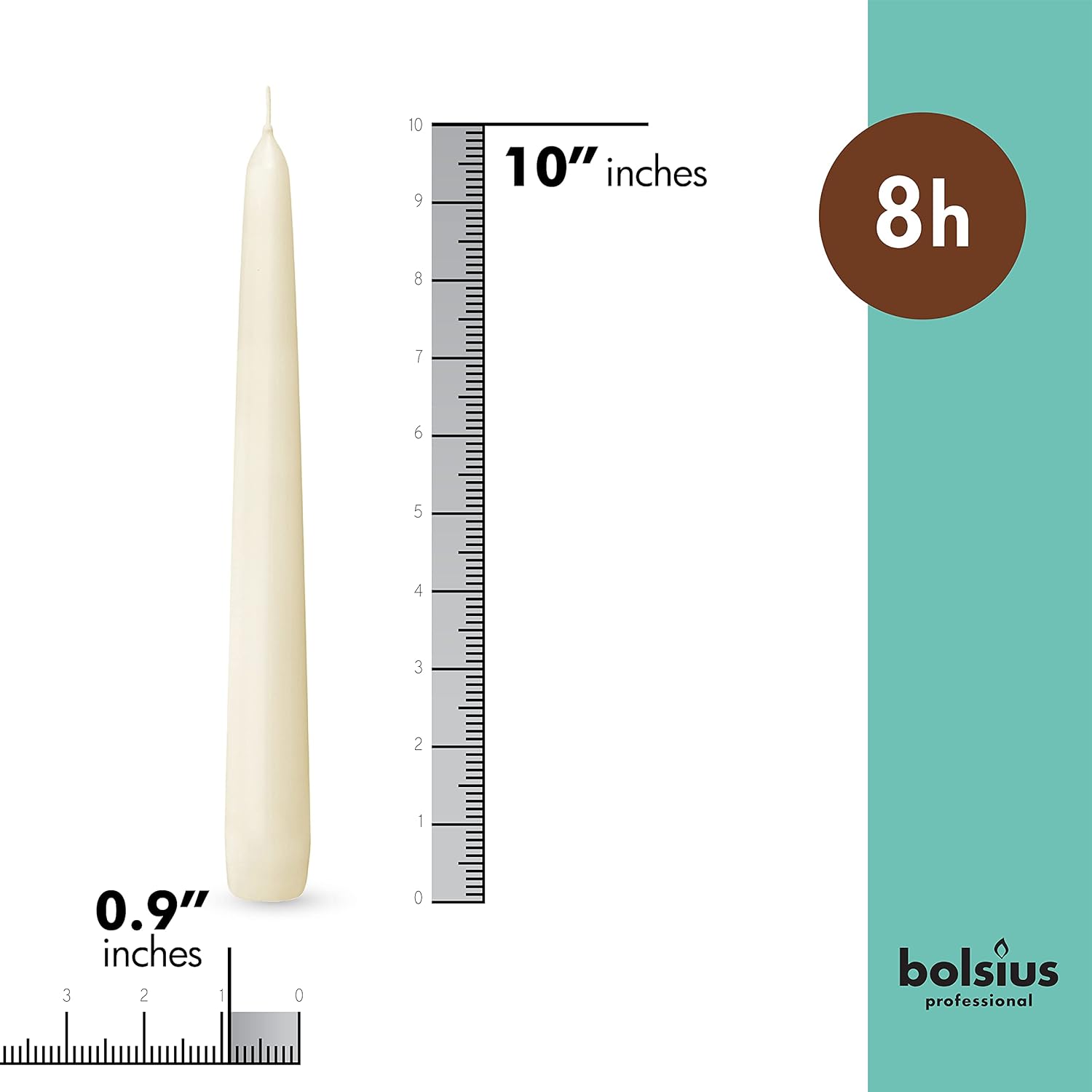BOLSIUS 60 velas cónicas color marfil para el hogar, 10 pulgadas, calidad europea premium, 8 horas de tiempo de combustión, sin perfume, sin goteo y