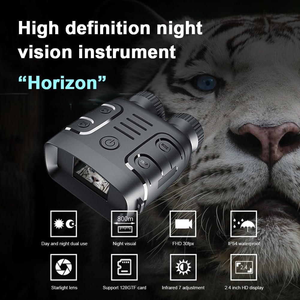 Gafas de visión nocturna, prismáticos digitales de visión nocturna infrarroja 1080P para adultos, alcance de visión nocturna con zoom digital 5X, IR