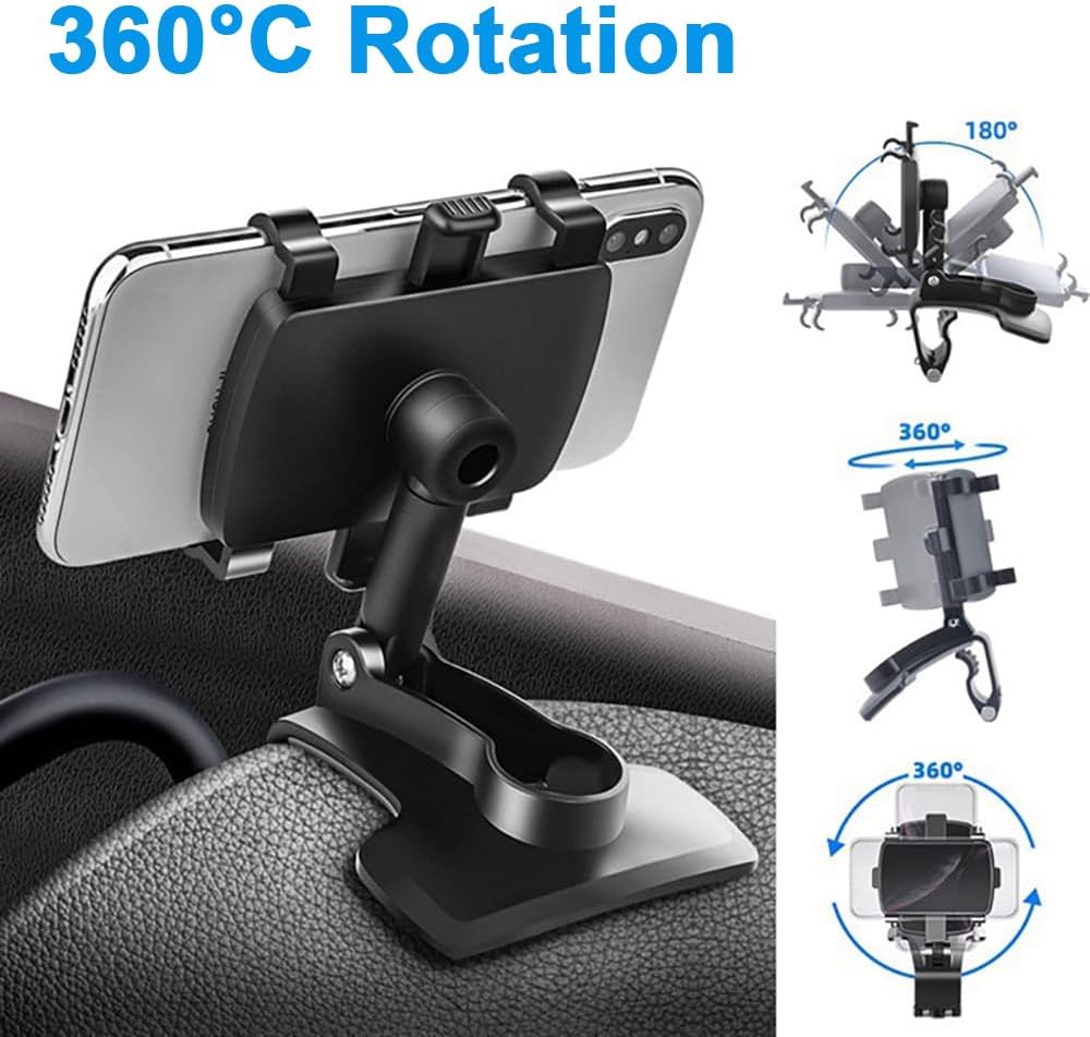 Soporte para teléfono de automóvil, rotación de 360 grados, tablero de instrumentos y espejo retrovisor, compatible con iPhone, Samsung, Huawei,
