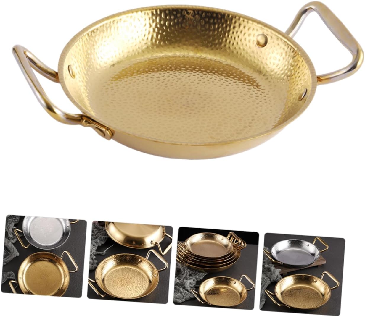 Orejas dobles Sukiyaki Olla de hierro fundido Sartén de Paella Española Caldero de hierro fundido Pan para servir alimentos Cocina Olla de Fondue
