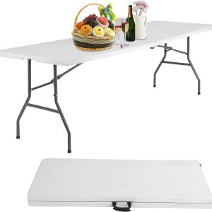 MGHH Mesa plegable de 8 pies, mesa de plástico, mesa de campamento, mesa de picnic portátil plegable con asa de transporte para cocina, fiesta, MGHH Mesa plegable de 8 pies, mesa de plástico, mesa de campamento, mesa de picnic portátil plegable con asa de transporte para cocina, fiesta,