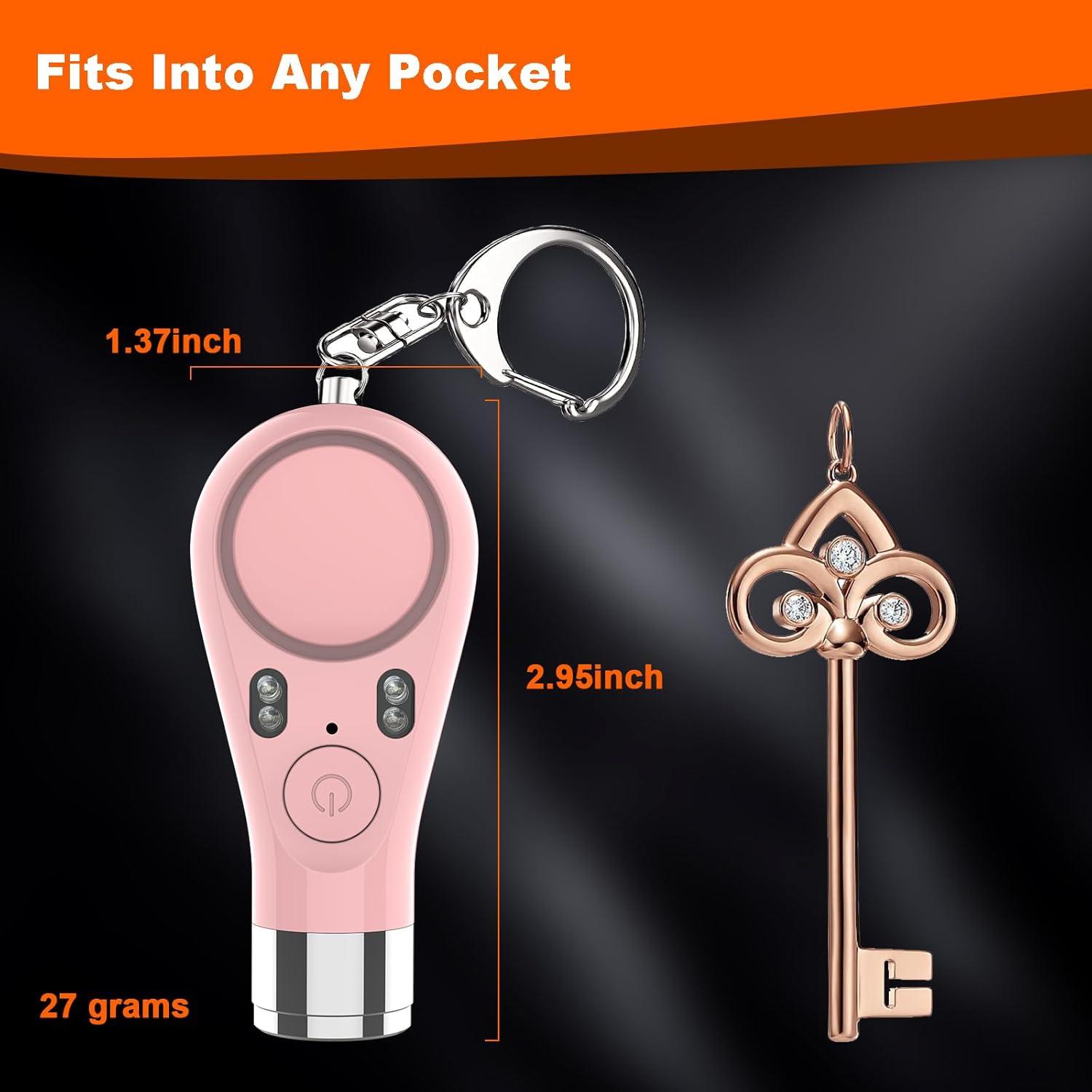 FUVISION Alarmas personales para mujer, alarma de seguridad personal para mujeres, alarma personal con sirena de 135 DB, luces de calentamiento