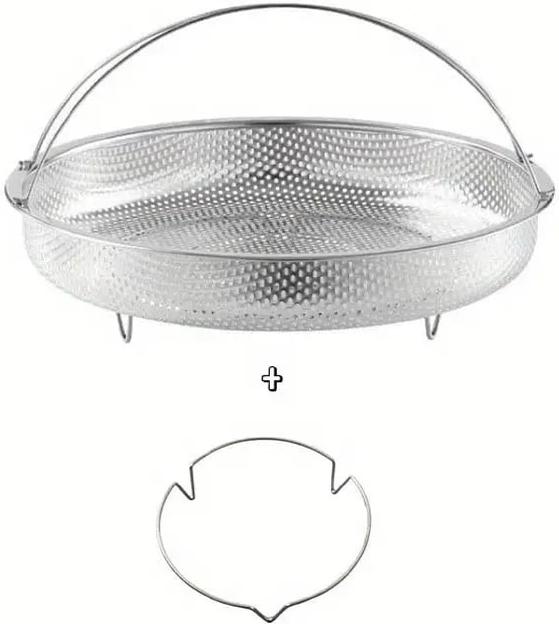 Cesta de vapor multifuncional todo en uno con asa, cesta de drenaje de acero inoxidable para el hogar, malla fina al vapor, apta para lavavajillas,