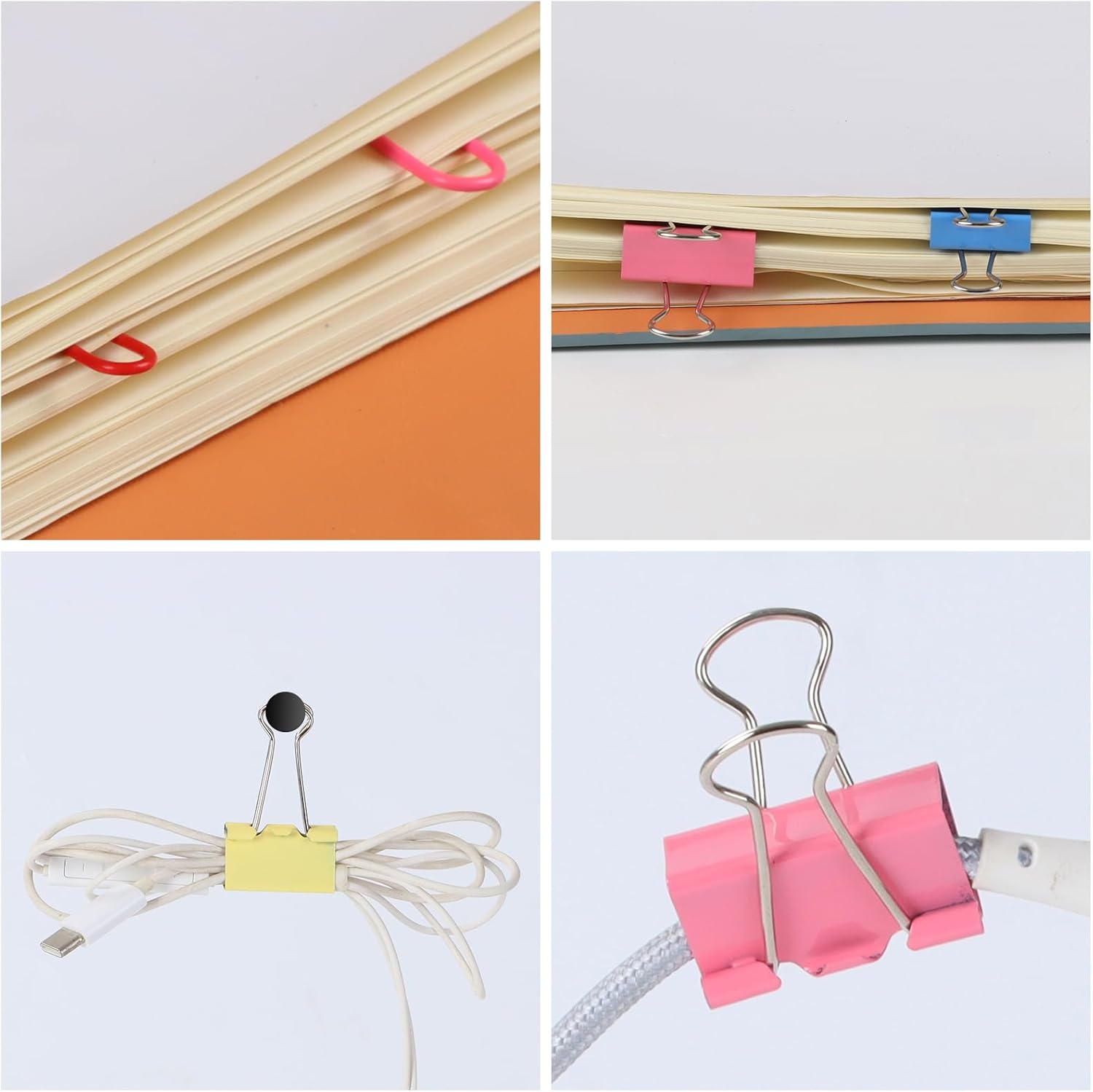 Clips de papel y clips para carpetas de varios tamaños, soporte de clip de papel pequeño y grande, juego de suministros de oficinaorganizadores de