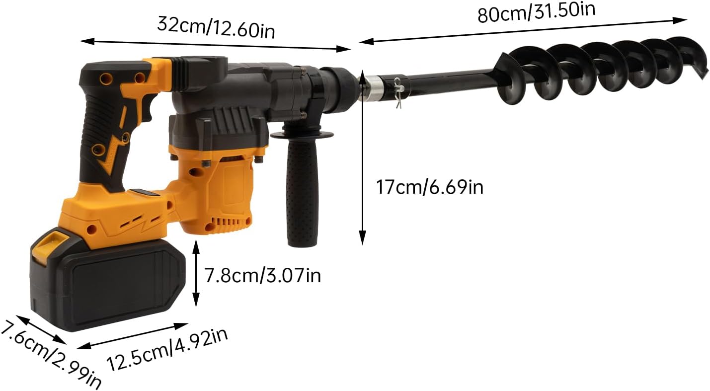 Taladro de martillo giratorio, resistente de dos funciones, SDS Plus, taladro de martillo giratorio portátil, martillo inalámbrico con 2 baterías y