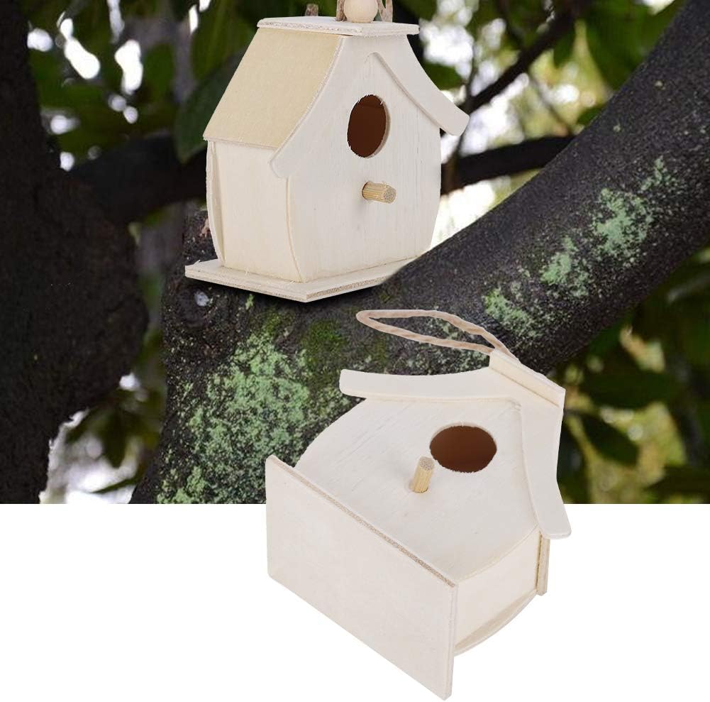 Fydun 4 piezas de madera para pájaros colgantes, nidos de pájaros, adornos para jardín al aire libre, balcón, patio, 4 unidades, casa de pájaros de