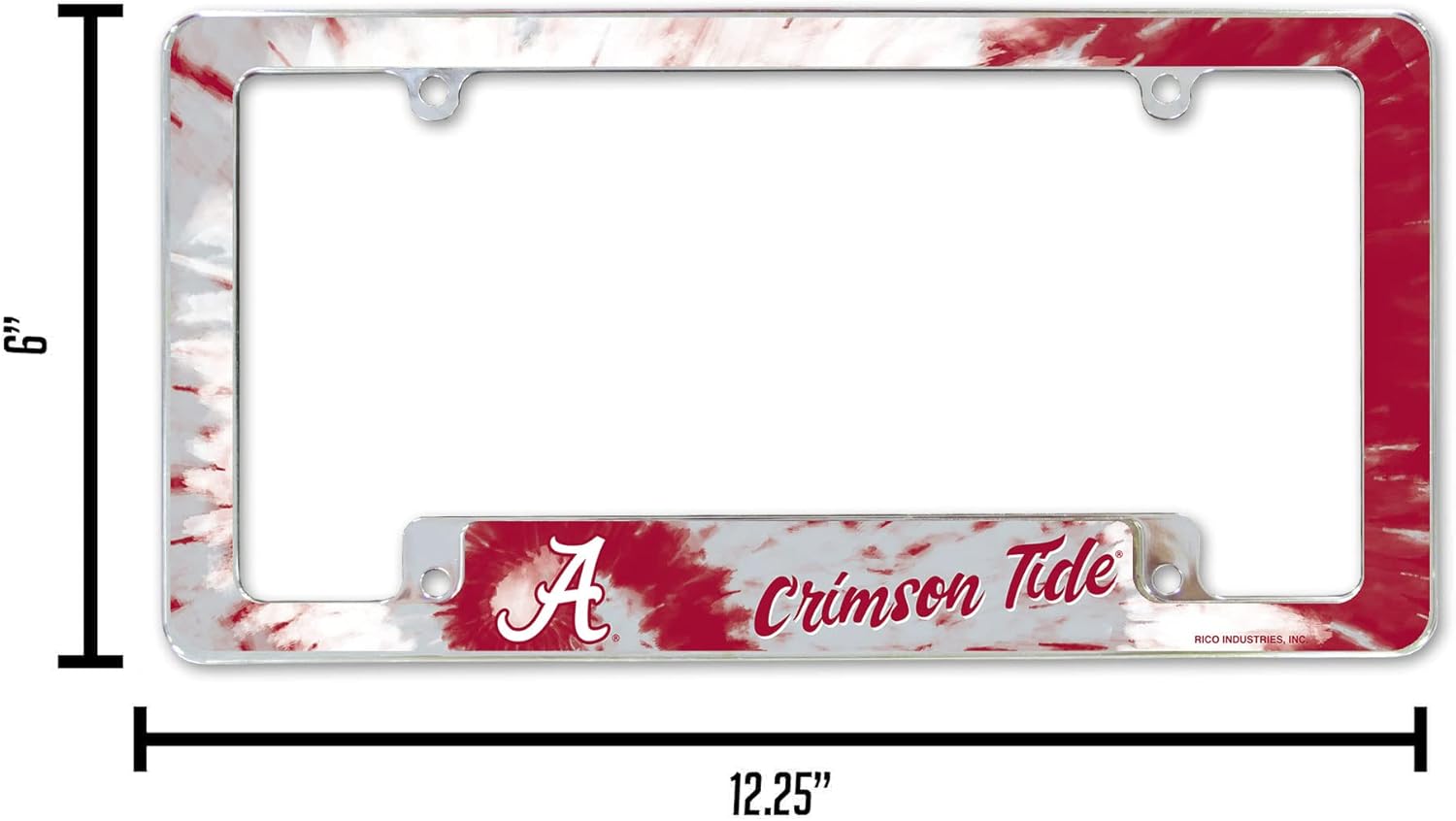 Rico Industries Marco cromado de la NCAA de 12 x 6 pulgadas, marco cromado para placa de automóvil, camión, SUV