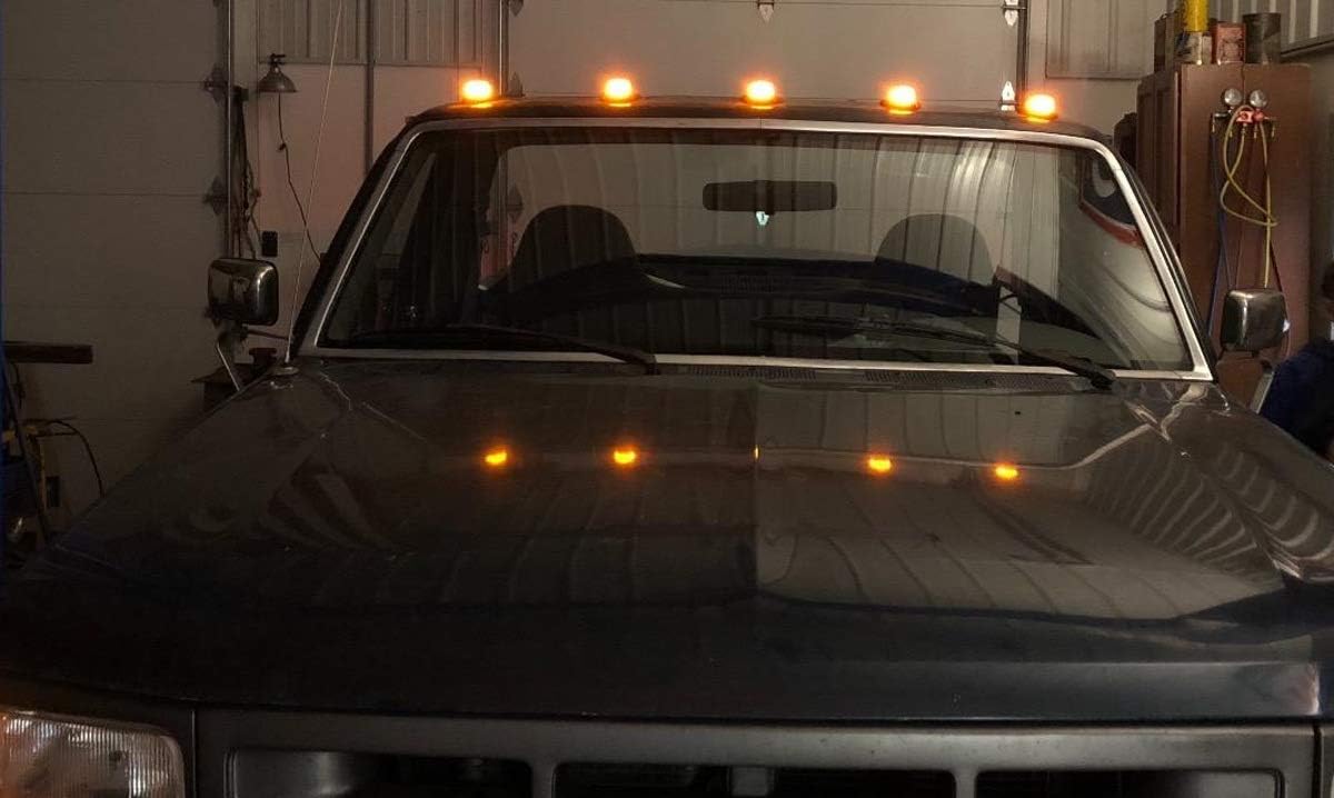 iJDMTOY Kit de montaje de luces LED ámbar de lente transparente para techo de cabina compatible con DodgeRAM ChevroletGMC Ford Toyota Trucks, juego
