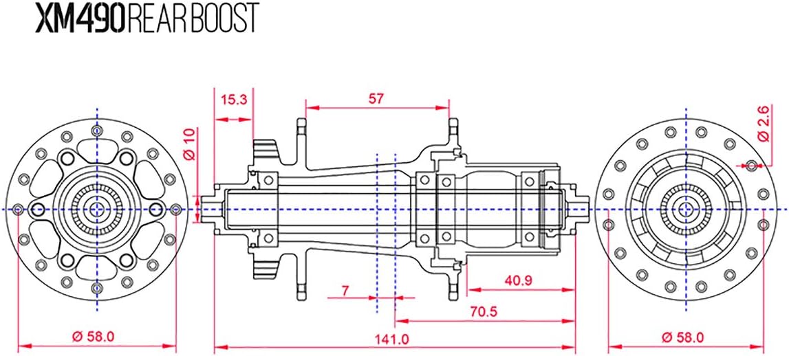 MTB Boost – Buje trasero de impulso, 32 agujeros, freno de disco 4 rodamientos HG 72HD 0.394×5.551 in 0.197×5.551 in, compatible con KOOZER XM490,