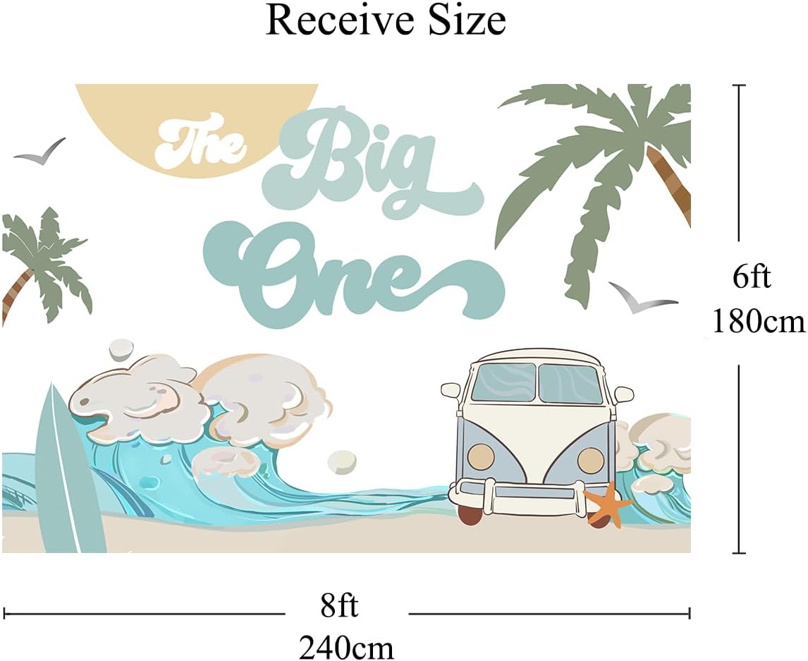 The Big One – Telón de fondo de 1er cumpleaños para niños, retro, tabla de surf, playa, fiesta, fotografía, fondo para niños, decoración de fiesta