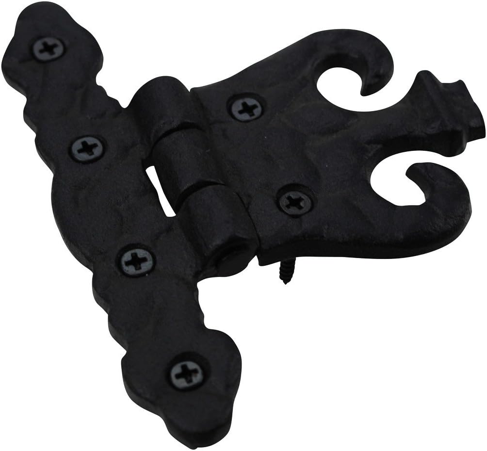 Renovators Supply Manufacturing Bisagra negra para puerta de gabinete con herrajes de 4.5 pulgadas, bisagra de montaje empotrado de hierro forjado