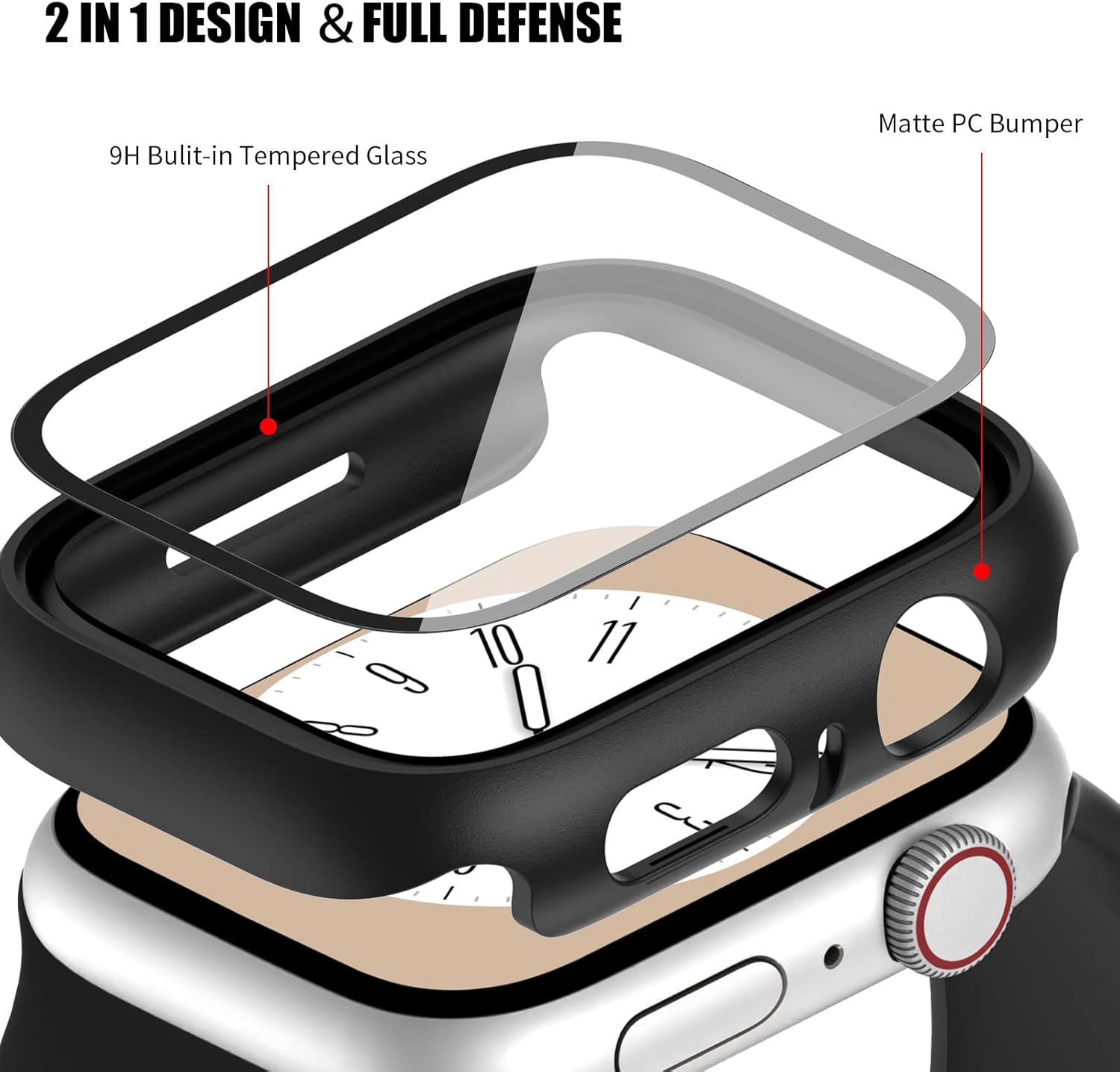 Paquete de 4 unidades COMMUTER para Apple Watch SE (2 generación)SE654 Protector de pantalla de 1.57 pulgadas, cubierta ultrafina de policarbonato