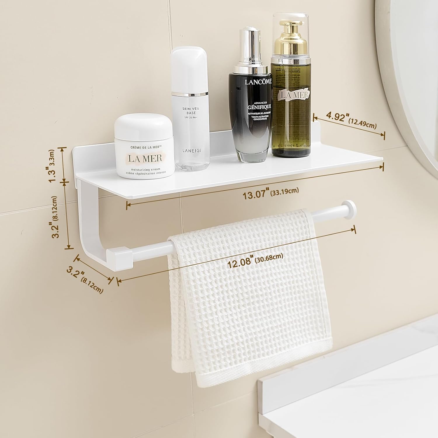 Soporte de pared para toallas de papel, para baño, toallero de mano para baño, soporte para toallas de papel negro con estante (negro mate)