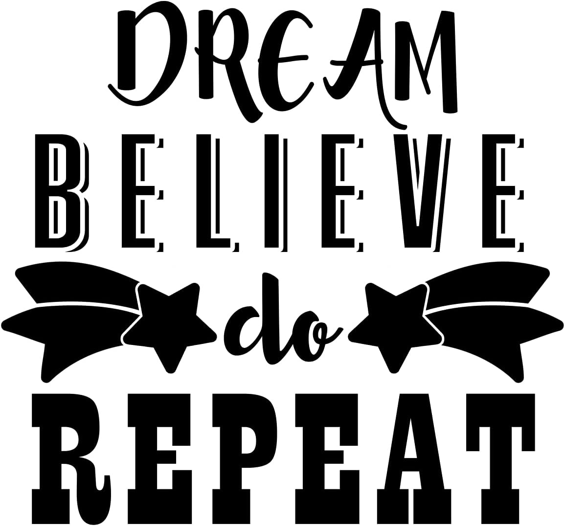VWAQ Dream Believe Do Repeat Motivational Wall Decal (22″H X 23″W, Black)