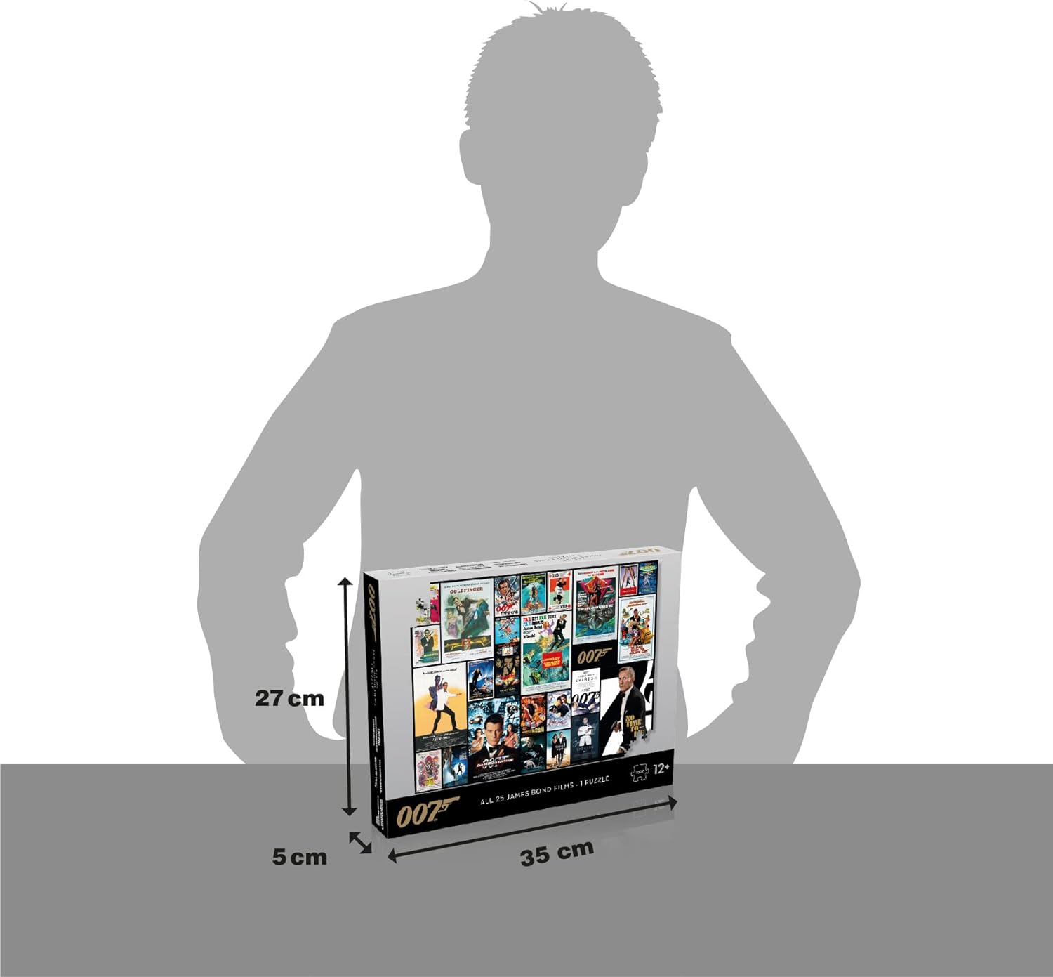 Top Puzzles James Bond – Juego de rompecabezas de 1000 piezas de las 25 películas 007, incluye No Time To Die y Goldfinger, regalo para mayores de