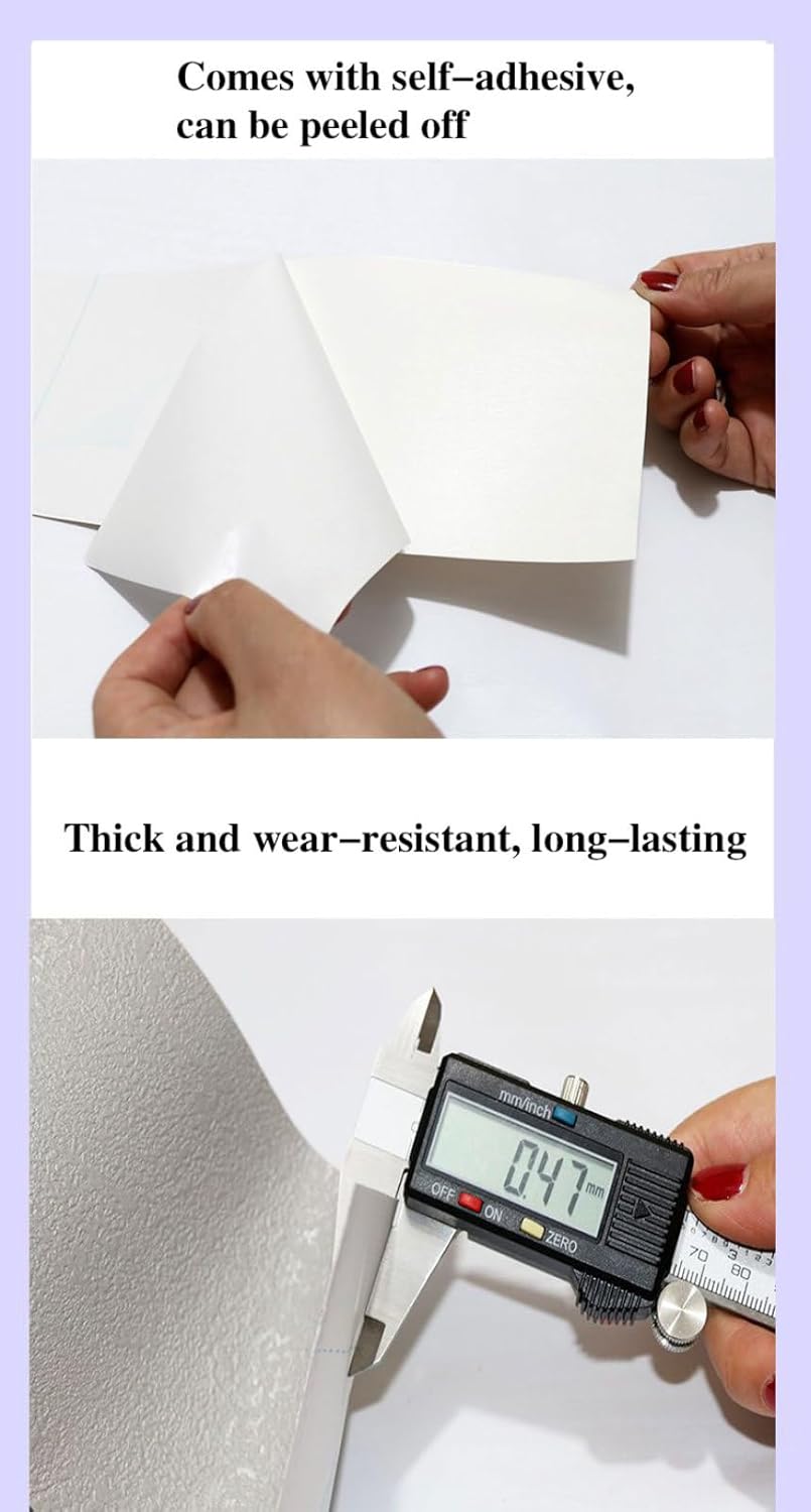 Papel tapiz autoadhesivo para despegar y pegar, borde decorativo para el hogar, techo, para baño, sala de estar, cocina, gris, grueso, 1 5.1 x 196.9