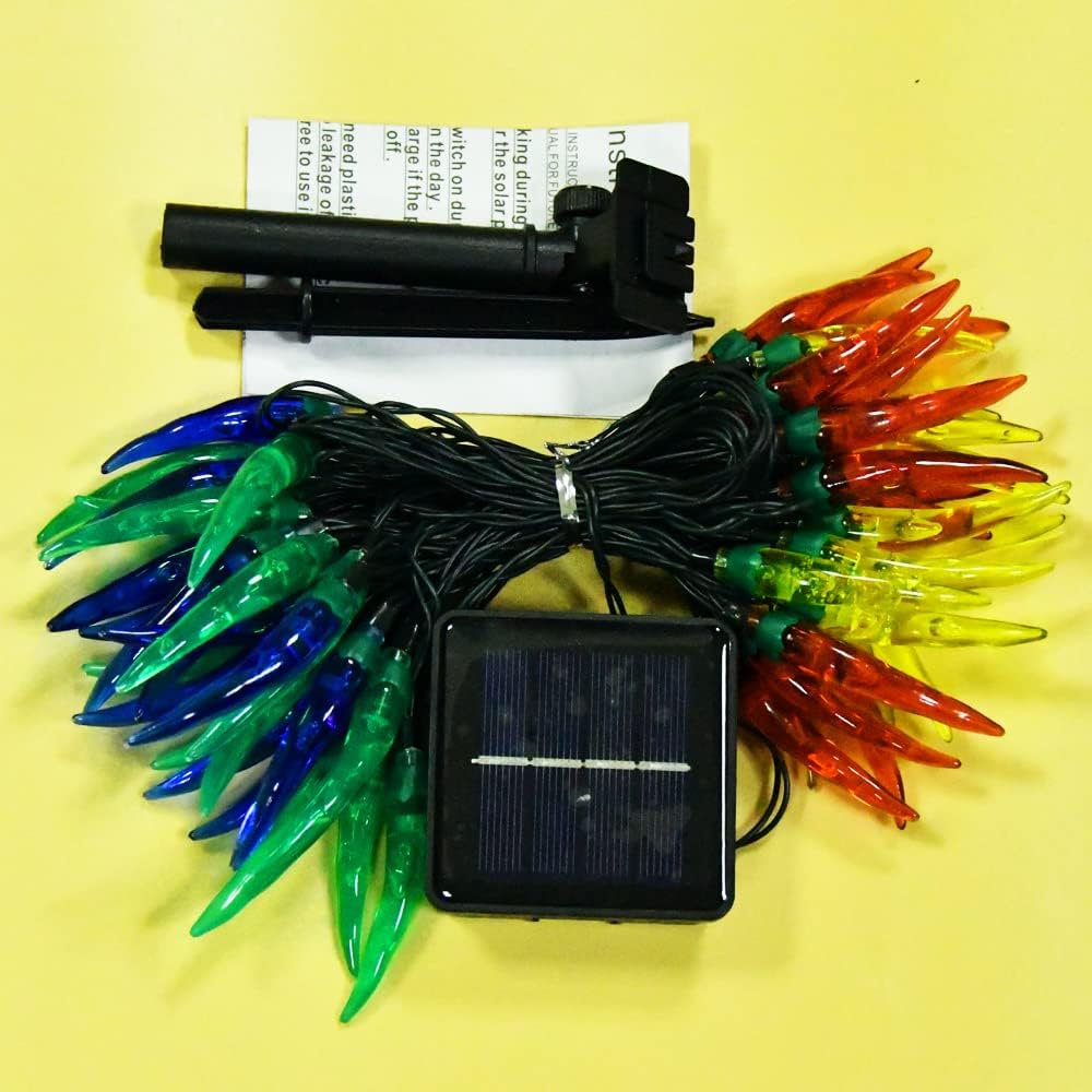 Guirnalda de luces solares de Navidad para exteriores, 50 luces LED multicolor con luces de árbol de Navidad, luces solares de jardín para cocina,