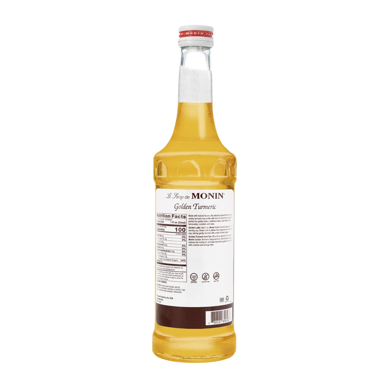 Monin – Jarabe de cúrcuma dorada, sabor dulce y terroso con toques de canela, ideal para lattes, cócteles y tés, vegano, sin OMG, sin gluten (25.4