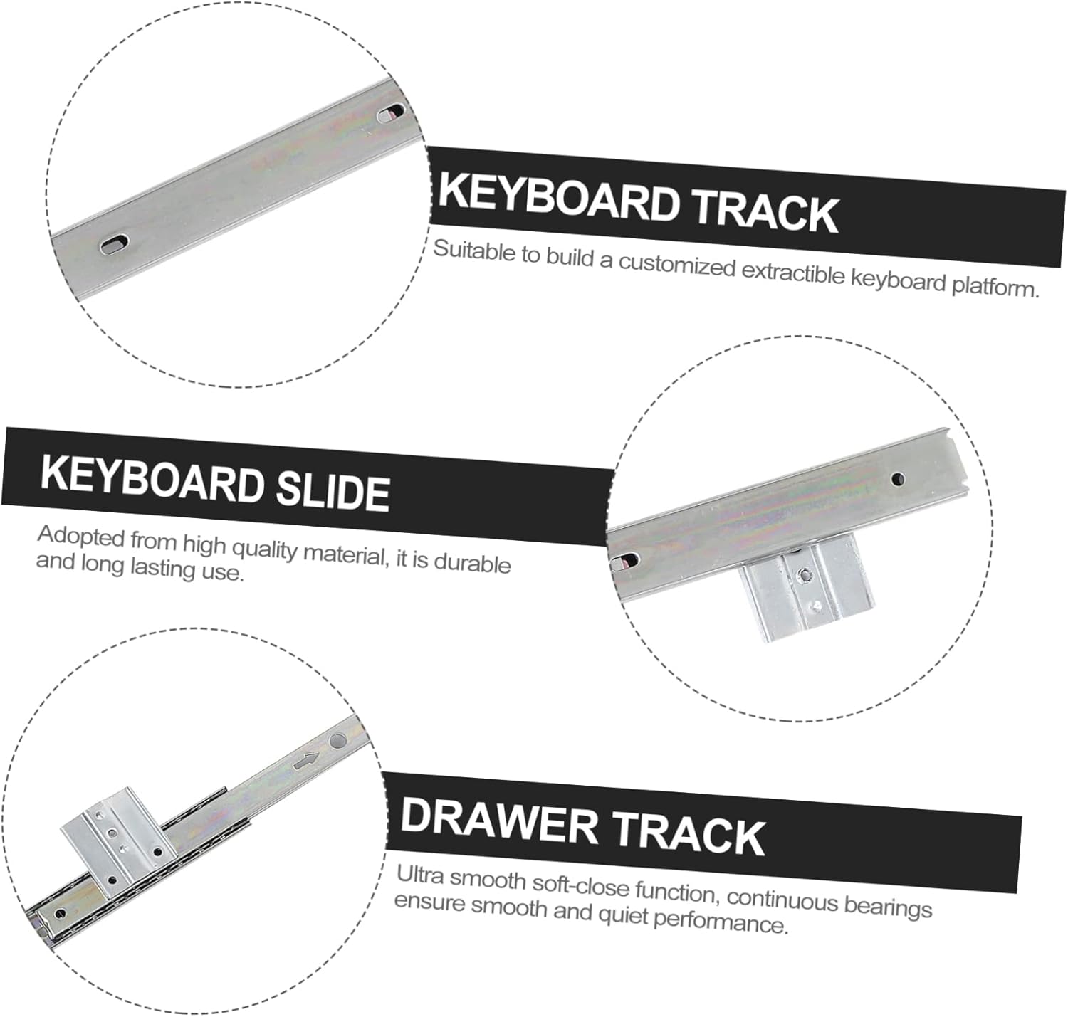 STOBOK 1 par de rieles de teclado con diapositivas para teclado, riel deslizante para teclado, hardware deslizante para teclado, riel deslizante,