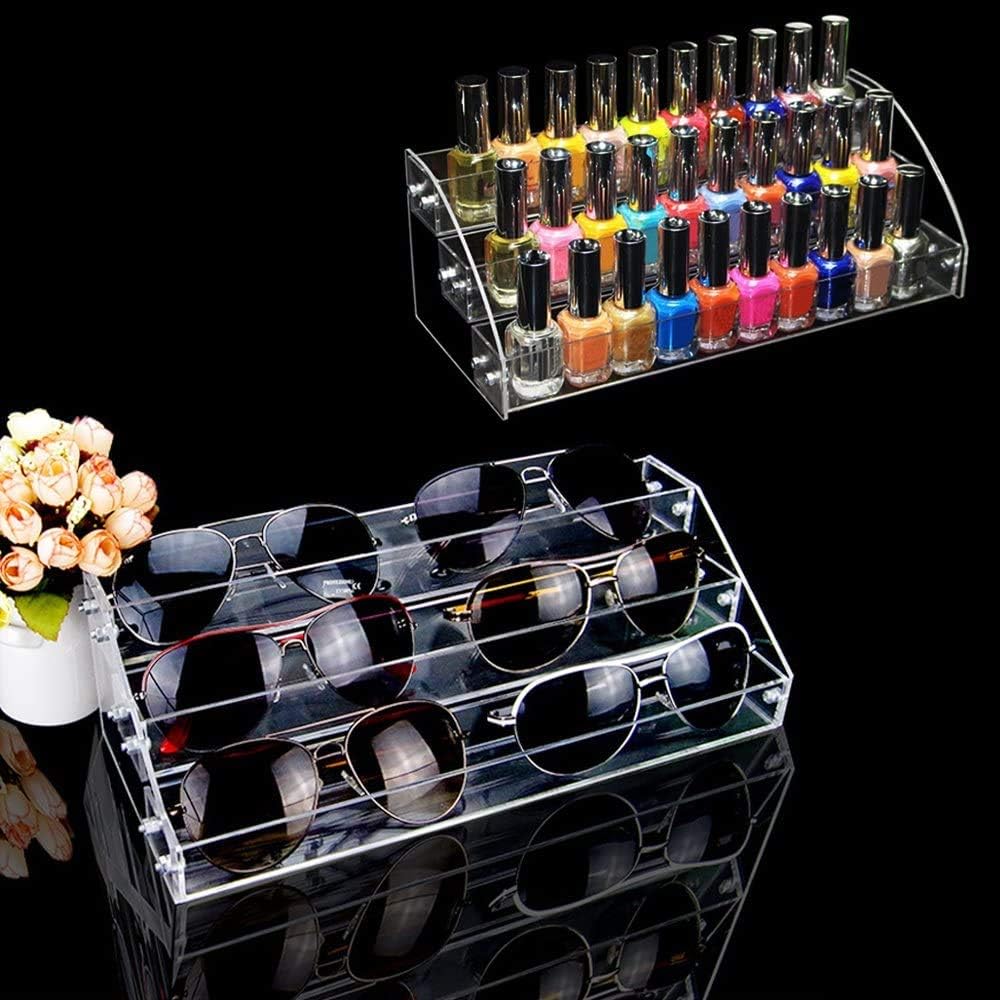 Soportes de exhibición de acrílico de 3 niveles para aceites esenciales, organizador de lápiz labial, esmalte de uñas, estante para tocador,