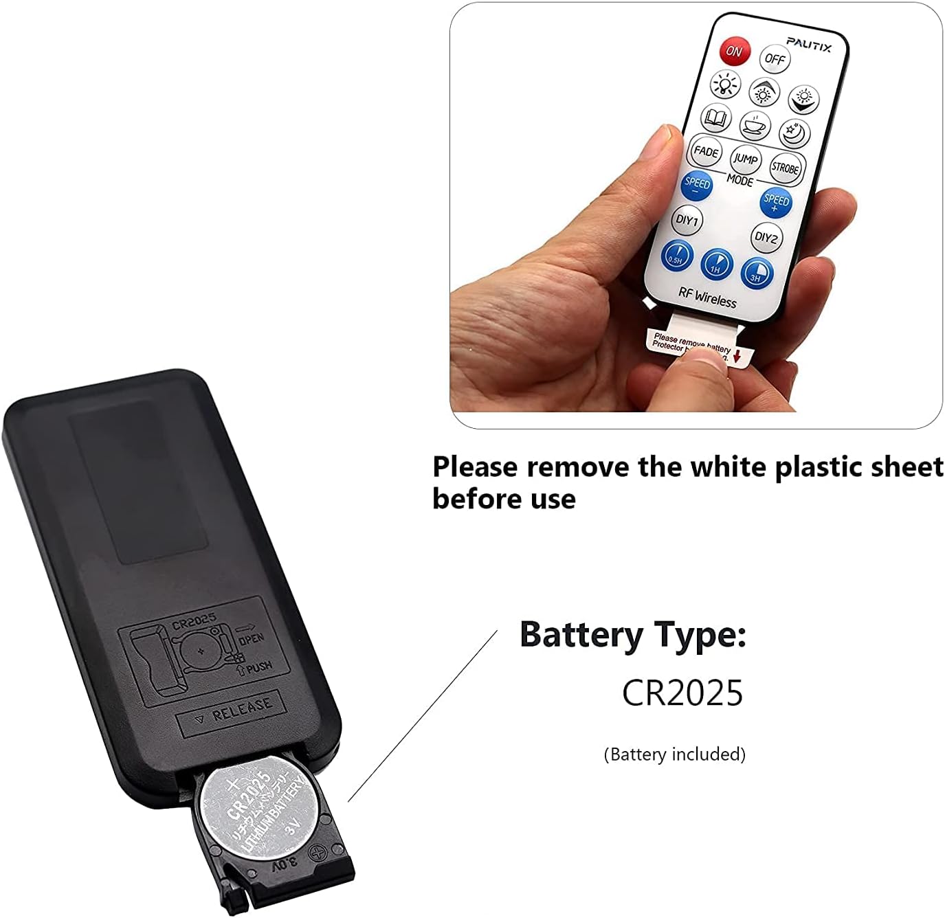 Paquete de 2 reguladores de intensidad remota RF para tiras de luces LED de un solo color, control remoto inalámbrico de 18 teclas PAUTIX y