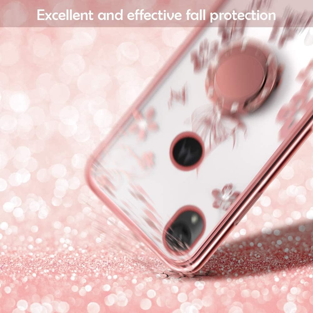 Funda transparente con diseño de mariposa compatible con Moto E6, funda transparente floral que nunca se desvanece, diseño de moda para mujeres y